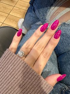 Dark Pink Nails Ideas, Dark Pink Fall Nails, Nails November 2024, Nails Dark Pink, November Nails 2024, Dark Magenta Nails, Europe Nails, Dark Pink Nails, May Nails