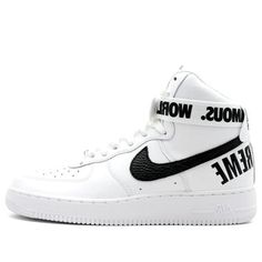 Nike Supreme x Air Force 1 High Supreme 'White' 698696-100 (AF1/SNKR) White High-top Custom Sneakers With Logo, White High-top Sports Sneakers With Logo, White High-top Sneakers For Sports With Logo, White High-top Sneakers With Logo For Sports, Sporty White Custom Sneakers With Logo, White Modern High-top Sneakers With Logo, Modern White High-top Sneakers For Sports, Modern White High-top Sneakers With Logo, White High-top Sneakers With Logo For Streetwear