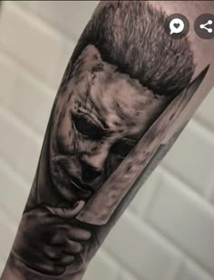 Michael Myers Tattoos, Movie Tattoos Ideas, Horror Movie Tattoos Ideas, Drawing Ideas Horror, King Of Hearts Tattoo, Michael Myers Tattoo, Myers Tattoo, Chest Tattoo Stencils, Horror Movie Tattoos