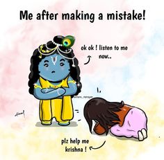 a cartoon drawing of a girl with her head on another woman's shoulder and the words me after making a mistake