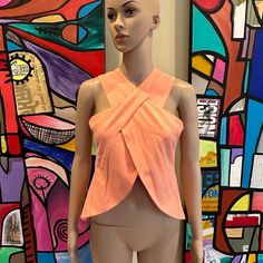 $73 Lavish Alice Wrap Halter Crop Top, Nwt Sz 2 Stunning Top, Super Soft And Silky. Perfect For Warm Weather! Pet And Smoke Free Home Fitted Peach Top For Party, Peach Stretch Top For Spring, Stretchy Peach Top For Spring, Peach Party Tops For Spring, Peach Party Top For Spring, Peach Sleeveless Top For Party, Fitted Peach Tops For Spring, Fitted Feminine Orange Tops, Orange Fitted Feminine Tops