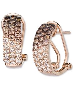 Ombre shades of sparkling brown and beige, are created with dazzling Chocolate Diamonds and Nude Diamonds in these sophisticated omega hoop earrings from Le Vian. Chocolate Diamond, Chocolate Diamonds, Le Vian, Rose Gold White, Brown Diamond, Beautiful Clothes, Diamond Hoop Earrings, Diamond Design, Fine Jewellery Earrings