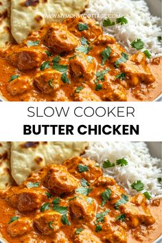 slow cooker butter chicken with rice and cilantro