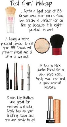 Post workout makeup. Hairstyles Soccer, Workout Makeup, Brown Matte Lipstick, Gym Bag Essentials, Quick Makeup, Makeup For Teens, School Makeup, Kiss Makeup