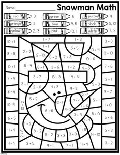 the snowman math worksheet is filled with numbers and shapes to help students practice their addition skills