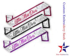 three little miss diva sashs with stars on them