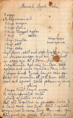 an old handwritten recipe book with writing on the page and two small circles at the top