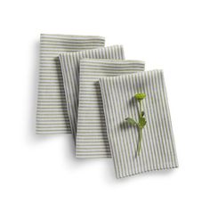 Narrow stripes bring a casual accent to a table setting and mix well with a variety of patterns. Our 100% linen stripe napkins are perfect for casual get-togethers or everyday dining. Available in a variety or colors and arrive as a set of four. Solino Home Color: Avocado and White | Solino Home Narrow Stripe - 100% Pure Linen Square Dinner Napkins grayLinen in Avocado / White | 20" W X 20" L X 0.30" D | Wayfair Linen Curtains Kitchen, Fabric Napkins, Linen Dinner Napkins, Blue And White Fabric, Fabric Napkin, Classic Aesthetic, Steam Iron, Popular Colors, Fine Linens