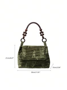 Enhance your style with our Chic and Stylish Crescent Flap Shoulder Bag for Women. This solid color bag adds sophistication to any outfit, and its crescent shape makes it both trendy and functional. Elevate your fashion game with this must-have accessory. Color : Green Details : Beaded Bag Size : Medium Type : Hobo Bag Style : Elegant, Fashionable Pattern Type : Plaid, Plain, Textured Pattern Strap Type : Top Handle Closure Type : Flap Composition : 100% Polyester Material : Polyester Bag Length Bag Width Bag Height Handle Height 30 10 21 20 Trendy Rectangular Khaki Hobo Bag, Trendy Khaki Rectangular Hobo Bag, Green Top Handle Shoulder Bag With Bamboo Handle, Green Shoulder Bag With Bamboo Top Handle, Trendy Rectangular Khaki Shoulder Bag, Casual Handheld Shoulder Bag, Trendy Satchel Hobo Bag, Trendy Shoulder Bag With Bamboo Handle For Everyday Use, Trendy Rectangular Satchel With Bamboo Handle