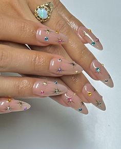 Nails Champagne, Nails Cream, Nails Charms, Stiletto Shaped Nails, Nails Coral, Nails Colorful, Nails Chrome, Nails Silver, Gold Prom