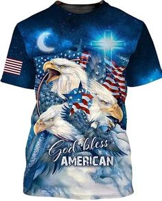 an american eagle t - shirt with the words godless america on it and stars, stripes