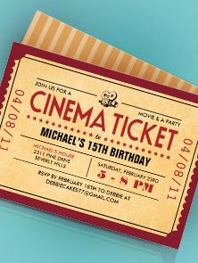 a movie ticket is shown on a blue background