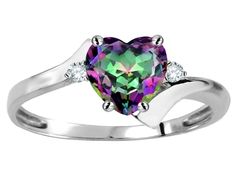 Star K Heart Shape 6mm Rainbow Mystic Topaz bypass Ring - 317254W65 K Heart, Topaz Birthstone Ring, Opal Promise Ring, Birthday Gemstones, Mystic Fire Topaz, Rainbow Topaz, Topaz Birthstone, Mystic Topaz Ring, Bypass Ring