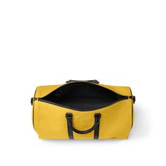 LOUIS VUITTON® - Keepall Bandoulière 50 - Yellow Luxury Travel Bag, Black Leather Top, Trunk Bag, Spring Sandals, Men Store, Nautical Design, Louis Vuitton Keepall, Leather Denim, Louis Vuitton Official