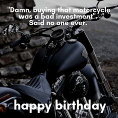 a motorcycle is shown with the words happy birthday