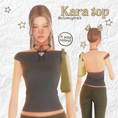 the girl is wearing an outfit with stars around her neck and back, while she has two ponytails in front of her head