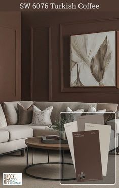 Sherwin-Williams Turkish Coffee Sherwin Williams Turkish Coffee, Coffee Paint, Energy Colors, White Window Treatments, Coffee Review, Trending Paint Colors, Popular Paint Colors, Accent Wall Paint, Favorite Paint Colors