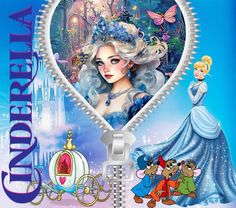 there is a book cover with an image of cinderella and her friends in the background