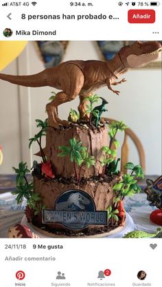 an image of a dinosaur birthday cake on instagram