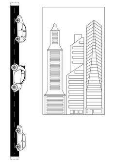 a drawing of a city with tall buildings