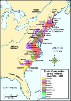 a map of the united states with major cities and their territorial lines in different colors