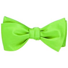 Bow ties are meant to be seen, and this fluorescent green bow ensures that you will be, too. It's a self-tie style that adjusts for neck sizes from 15- to 18-inches. Dress things up with a matching pocket square and cummerbund. We recommend this shade for a bright, neon green color. See it in person by requesting a free color swatch. Product Features Self-tie bow tie Men's size Bow measures approximately 2.75" high on the ends and 4.5" across Adjustable for neck sizes approximately 13.75" to 18" Fitted Green Bow With Ties, Light Green Bow Tie, Green Bowtie, Classic Adjustable Green Bow Tie, Neon Green Color, Green Bow Tie, Lime Green Ribbon, Tie Men's, Green Bows