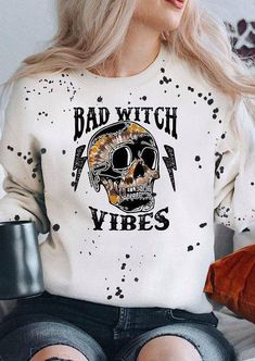 Fall Outfirs, Halloween Tops For Women, Halloween Sweaters, Paint Sweatshirt, Halloween Tops, Charlie 1 Horse Hat, Etsy Clothing, Skull Sleeve, Halloween Clothes