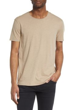 A barely there collar adds to the laid-back appeal of a closet-staple T-shirt in supersoft cotton. 28" length (size Medium) Crewneck Short sleeves 100% cotton Machine wash, line dry Imported Closet Staples, Diy Kits Gift, Nordstrom Store, White Undershirt, Short Sleeves, Nordstrom, Slim Fit, Crew Neck, Size Medium