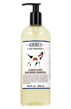 a bottle of kleen's dog shampoo on a white background