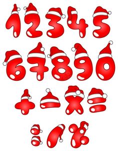 christmas numbers and santa hats on white background royalty illustration