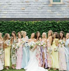 Pastel Mismatched Bridesmaids, Pastel Floral Bridesmaid Dresses, Garden Party Bridesmaids, Spring Bridesmaid Dresses Mismatched, Pastel Colour Bridesmaid Dresses, Cocktail Wedding Attire, Pastel Wedding Theme