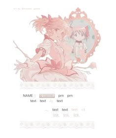 two anime characters sitting next to each other on top of a white sheet with text