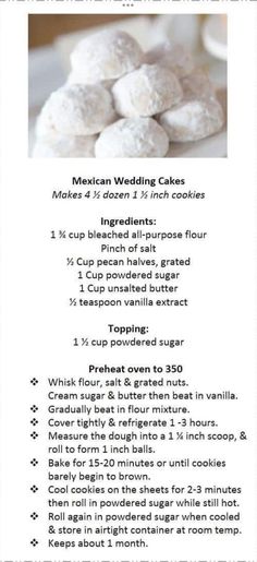 a recipe for mexican wedding cakes with instructions to make it in the microwave or oven