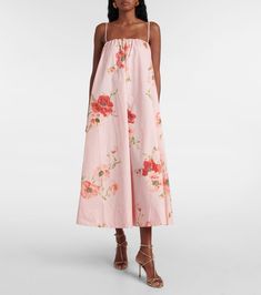 Lightburst Puff floral cotton midi dress in pink - Zimmermann | Mytheresa Summer Evening Dress, Dresses For Summer, Trends For 2024, Midi Dress Style, Boho Chic Dress, Cutout Maxi Dress, Slip Dresses, Tiered Midi Dress, Linen Maxi Dress