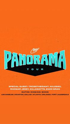 an orange background with the words pandrama in blue and black lettering on it