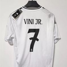 New With Tags White Adidas Shirt With Letter Print, Real Madrid Adidas, Adidas White, Adidas Shirt, White Adidas, Real Madrid, Adidas Men, Madrid, Outfit Ideas