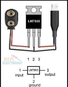 the wiring diagram for an lm7805 speaker system with two jacks