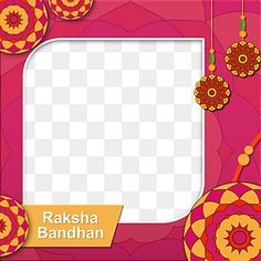 an ornate frame with ornaments hanging from it, and the words raksha bandhan on