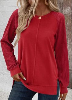 Color:Red;Size:S;Size:M;Size:L;Size:XL;Size:XXL;Package Contents:1 X Sweatshirt;Occasion:Other;Style:Casual; Elegant Dresses Plus Size, Salsa Recipes, Gingerbread Crafts, Womens Sweatshirts, Swimwear Suits, Plus Size Swim, Brown Outfit, Round Neck Sweatshirts, Red Long Sleeve