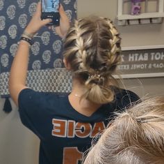 Hairstyle For Sports, French Braid Buns, Soccer Hairstyles, Volleyball Hair, Track Hairstyles, French Braid Ponytail, Basketball Hairstyles, Competition Hair, Softball Hairstyles