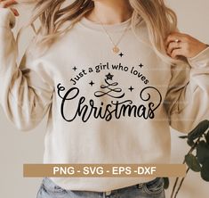 Womens Christmas Shirt Svg, Just A Girl Who Loves Christmas, Christmas Shirt Ideas, Holiday Shirt Ideas, Breastfeeding Shirt, Christmas Cricut, Christmas Shirt Svg, Christmas Pj, Caption Ideas