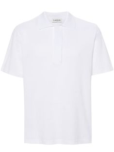 white cotton piqué weave polo collar front button placket short sleeves straight hem Polo Shirt White, Cotton Polo Shirt, Camisa Polo, Cotton Polo, Polo Collar, Lanvin, Shirt White, Button Placket, Sleeve Cotton