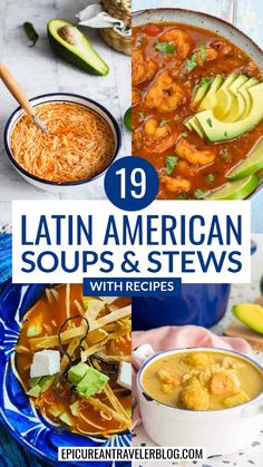 This soup season take a gastronomic journey of these 19 traditional Latin American soups and stews! Mexican pozole, Argentine locro, Peruvian chupe de camarones, and more of these 19 authentic Latin American soups and stews are warm, comforting dishes beloved for generations or even centuries. Slurp these soups while traveling in Latin America or cook one of these hearty stews on a chilly fall or winter night at home, and you may love these heartwarming comfort foods, too. Soups And Stews Recipes, Mexican Pozole, Stews Recipes, Flexitarian Recipes, Cozy Soup, Drink Bucket, Traditional Thanksgiving Menu, Global Food, Instant Pot Soup