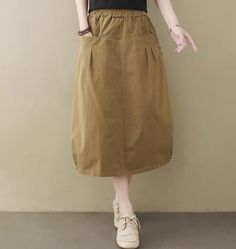 Details: Item Type: Cotton Linen A-Line Skirt Gender: Women Material: Cotton and Linen Season: Summer Pattern: Solid Style: Casual, Loose, Retro Waist Type: High & Elastic Waist One Size Waist: 66- 98 cm/ 25.98- 38.58 " Length: 72 cm/ 28.35 " Hip: 150 cm/ 59.06 " Linen Skirt, Summer Patterns, Linen Dresses, Summer Cotton, Color Khaki, Dress Accessories, Bottoms Pants, A Line Skirts, Cotton Linen