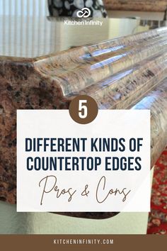 different kinds of counter tops with text overlay that says 5 different kinds of countertops