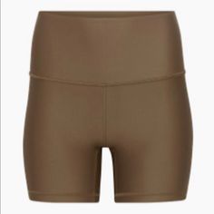 Never Worn! Fitted Brown Mid-thigh Length Shorts, Sporty Brown Bottoms With Short Leg, Sporty Brown Short Leg Bottoms, Sporty Brown Shorts, Brown Athletic Shorts With Built-in Lining, Sporty Brown Shorts With Short Legs, Brown Stretch Mid-thigh Shorts, Brown Stretch Mid-thigh Length Shorts, Stretch Brown Mid-thigh Length Shorts