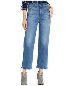 Levi's® Womens Ribcage Straight Ankle Everyday Cropped Jeans With Button Closure For Fall, Everyday Fall Cropped Jeans With Button Closure, Fall Cropped Straight Leg Jeans With Button Closure, Fall Cropped Jeans In Denim Blue, Fall Denim Blue Cropped Jeans With Button Closure, Fall Cropped Leg Jeans With Five Pockets, Fall Medium Wash Cropped Jeans With Button Closure, Denim Blue Cropped Jeans With Belt Loops For Fall, Fall Denim Blue Cropped Jeans With Belt Loops