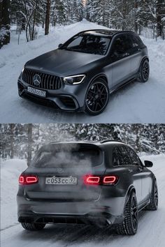 the mercedes gle is shown in two different pictures, and it appears to be black