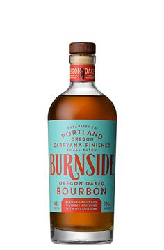 a bottle of burnside bourbon on a white background with clipping for the label