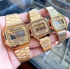 Casio Gold Watch, Trendy Watches Women Fashion, Vintage Gold Watch, Casio Digital, Casio Watches, Dope Jewelry Accessories